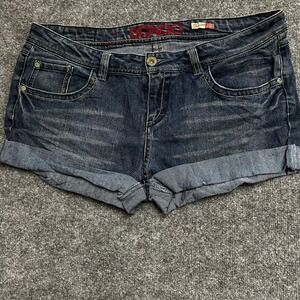 Bongo Denim Shorts Womens Size 17 Dark Wash Ultra Skinny Cuffed Casual Summer